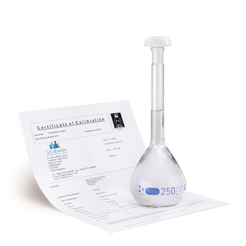 7122-08 | Volumetric flask class A 10mL blue lettering with