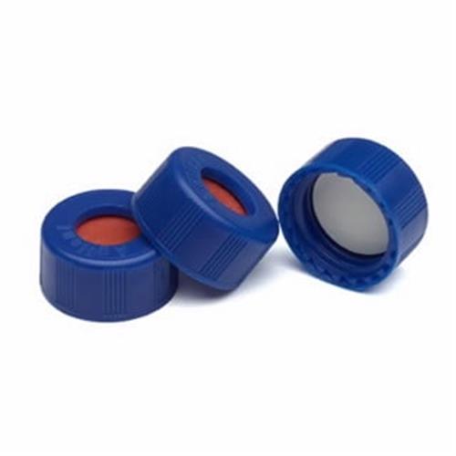 5185-5820 | Blue screw caps PTFE red sil septa 500pk