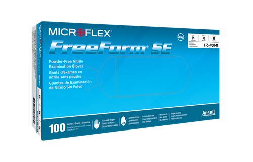 FFS-700-L | MICROFLEX™ FreeForm™ SE FFS-700 nitrile gloves offer reliable hand protection with superb grip. Non-stick properties mean they resist tape and adhesives.