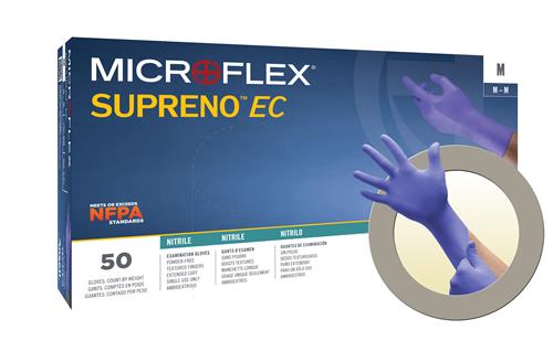 SEC-375-L | Ansell Microflex™ Supreno™ EC SEC-375 nitrile exam gloves offer durable, chemical-resistant hand protection. They are suitable for handling chemotherapy drugs.