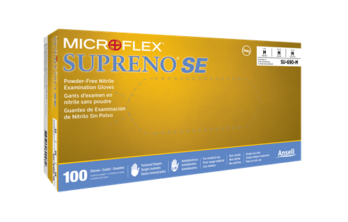 SU-690-L | Ansell MICROFLEX™ Supreno™ SE SU-690 nitrile gloves offer wearers robust hand protection. Their nitrile formulation grants durability for demanding tasks.