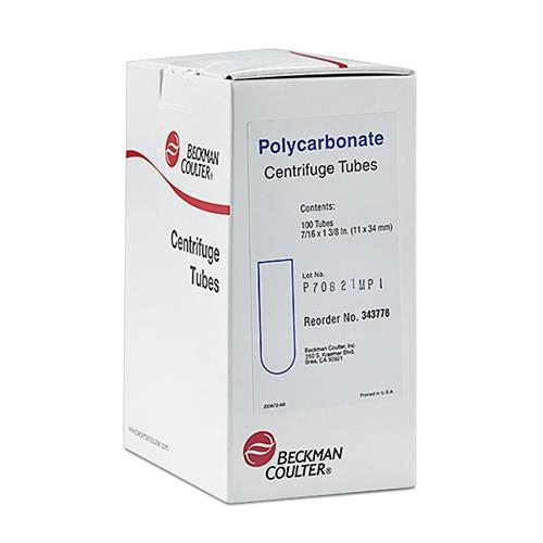 343778 | 1 mL Open-Top Thickwall Polycarbonate Tube, 11 x 34mm - 100Pk