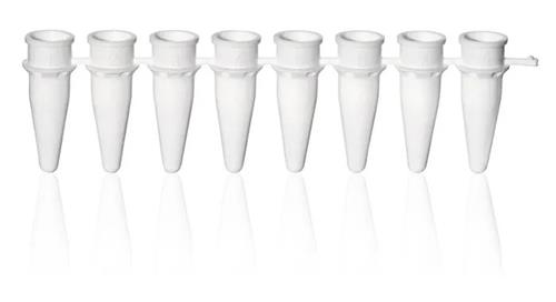 781325 | PCR tubes strip of 8 connected PP white 0.2mL bag