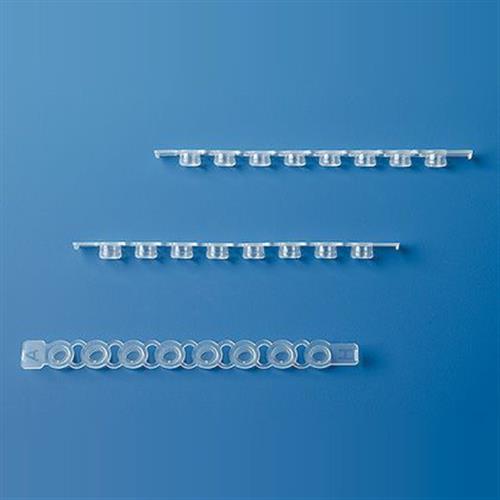 781413 | PCR cap strips of 8, transparent, for qPCR, flat, for 781377-78