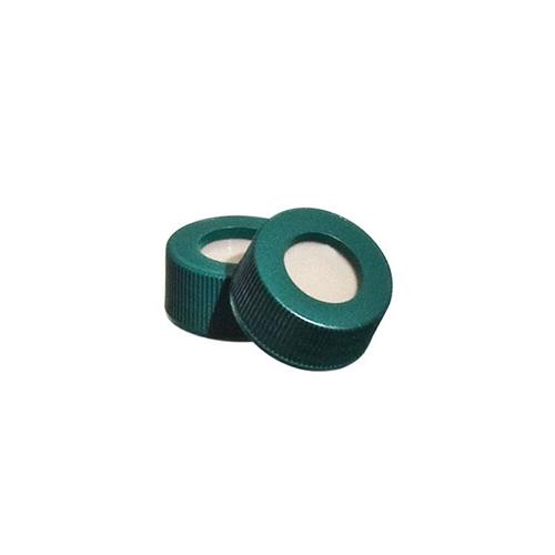 CG-4911-20 | Cap, Green, Open Top, 24-414, with 0.125" PP/PTFE/Silicone SURE-LINK Septa