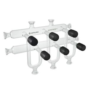 AF-0060-01 | 3-Port Airfree Schlenk Inert Gas Vacuum Manifold, Double Bank, 410mm OAL