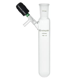 AF-0537-A-12 | 100mL Tube, Reaction, Airfree, Schlenk, 14/20 Outer Joint, 0-4mm Valve