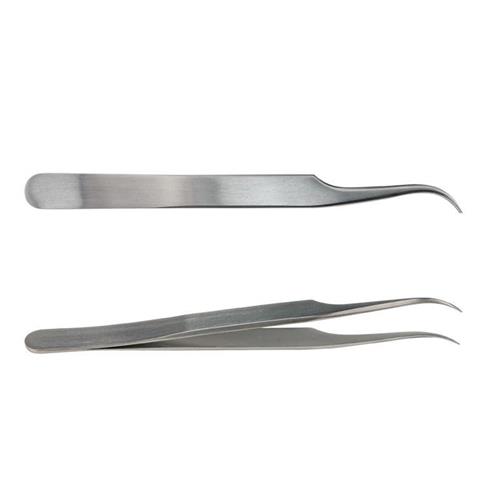 CG-1650-10 | Stainless Steel Forceps/Tweezers, Curved, 4.5", Fine Point