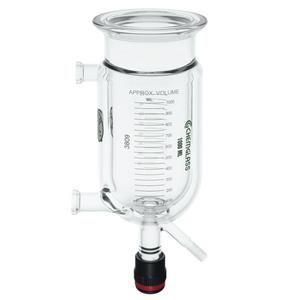 CG-1929-X15 | 1, 000mL Reaction Vessel, Jacketed, Graduated Both Sides, 100mm Flange, Flat Flange Inlet/Outlet, CG