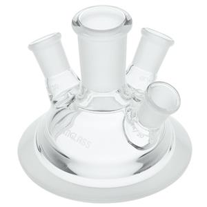 CG-1943-A-01 | Reaction Vessel Lid, 4-Neck, 24/40 Center Neck, 3-14/20 Side Necks on 30° angle, 60mm Schott Flange