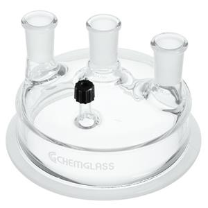 CG-1944-01 | Reaction Vessel Lid, 4-Neck, 24/40 Center Neck, 2-24/40 Side Necks, 1- #7 Chem-Thread Side Neck, 100