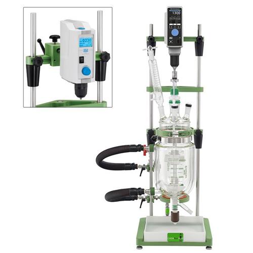 CG-1949-X-5DM | 5L ChemRxnHub Process System Complete with Glassware, Stand, Digital Overhead Stirrer, and Manifold/
