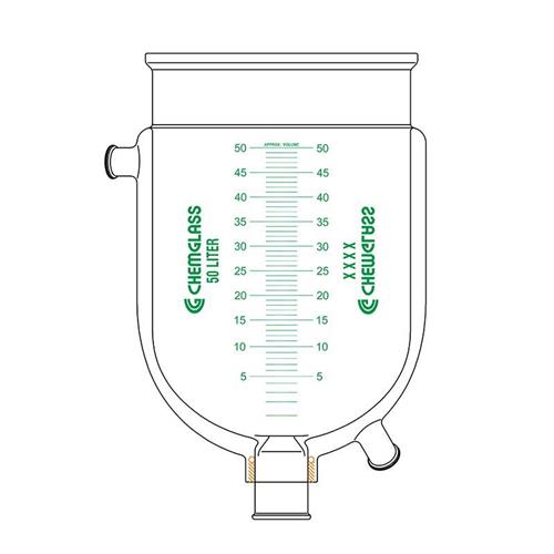 CG-1968-W101 | 100L Jacketed Reaction Vessel, Large Scale, 3" Beaded Pipe Drain Valve, 400mm Flange, Squatty