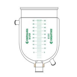 CG-1968-W101 | 100L Jacketed Reaction Vessel, Large Scale, 3" Beaded Pipe Drain Valve, 400mm Flange, Squatty