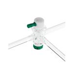 CG-436-02 | Stopcock, T-Bore, PTFE Plug, 4mm Bore, 16/35 Plug Size, 10mm OD Sidearms