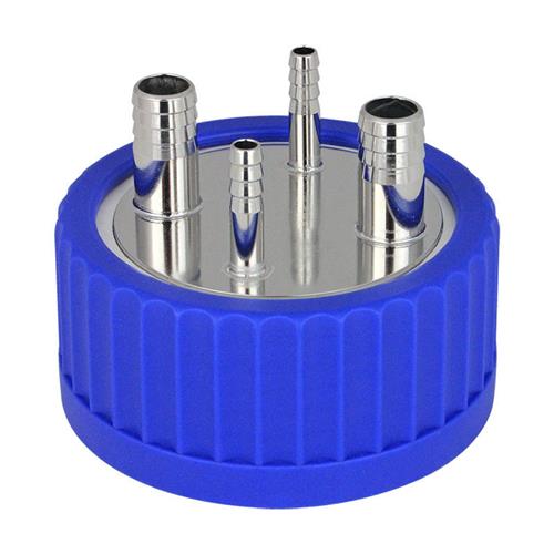 CLS-1380-480 | 4-Port Adapter, GL-80, (2) 1/4" and (2) 1/2" Hose Barbs, Stainless Steel