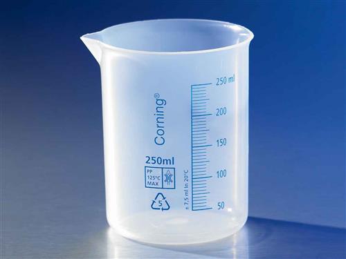 1000P-400 | Corning® Reusable Plastic Low Form 400 mL Beaker, Polypropylene, Graduated