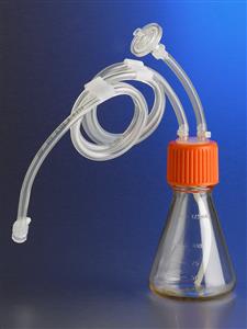 11405 | Corning® 125 mL Polycarbonate Erl Flask,1/8 Dip Tube, 0.2 µm Vent, Male Luer Lock, Sterile, 1/bag, 6/Cs