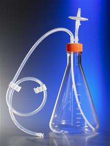 11465 | Corning® 2L Polycarbonate Erl Flask,1/4 Dip Tube, 0.2 µm Vent, Male Luer Lock, Sterile, 1/bag, 2/Cs