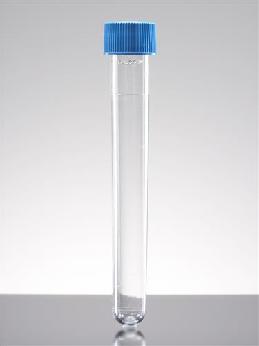352027 | Falcon® 8 mL Round Bottom Polystyrene Test Tube, with Blue Screw Cap, Sterile, 125/Pack, 1000/Case