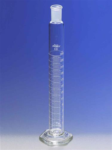 3012-100 | PYREX® 100 mL Single Metric Scale Cylinders, 24/40 Standard Taper Outer Joint, White Graduations, TC