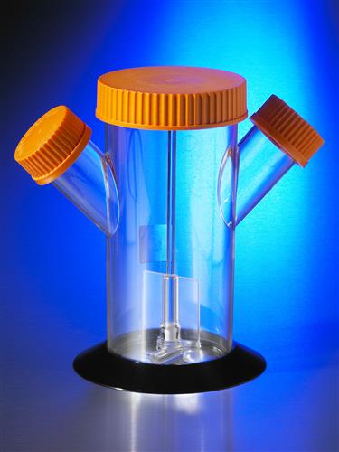 3153 | Corning® 500 mL Disposable Spinner Flask with 100 mm Top Cap and 2 Angled Sidearms, Sterile