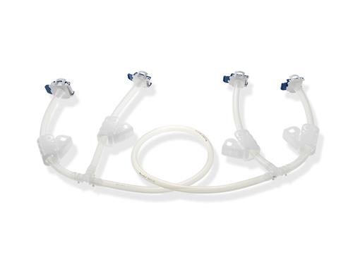 3235 | Corning® CellCube® Tubing Manifold, 3/8”ID Thermoelastic Tubing, Cross Connection, 4 Aseptic Connectors