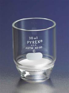 32960-30C | PYREX® 30 mL Low Form Gooch Crucible with 30 mm Diameter Coarse Porosity Fritted Disc