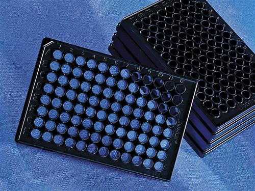 3340 | Corning® CellBIND® 96-well Flat Clear Bottom Black Polystyrene Microplates, with Lid, Sterile