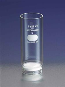 33950-LEC | PYREX® 45 mm Diameter Extra Coarse Porosity Fritted Thimble, 130 mm Long
