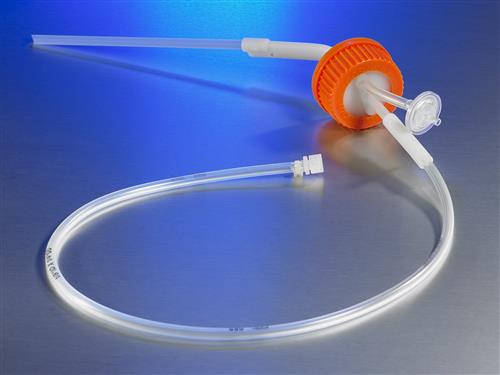 3565 | Disp GL45 ATC for 500 mL Disp Spin Flask, 1/8“ Dip Tube, 0.2 µm Vent, Male Luer Lock, Sterile