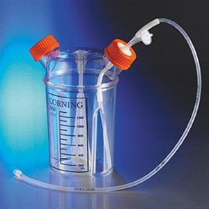 3569 | Corning® 1L Disposable Spinner Flask, Solid Cap and Aseptic Transfer Cap, Sterile