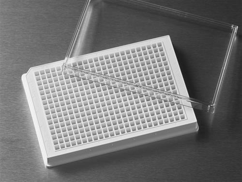 3570BC | Corning® 384w Low Flange White Flat Bottom Polystyrene TC-treated Microplates,,Bar Code,10/Bag,,Lid, Sterile