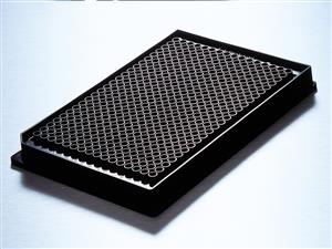 3643 | Corning® LowVol 384w Black/Clear Flat Bottom Polystyrene PDL Coated Microplate, 10/Bag,,Lid, Aseptically Manufactured