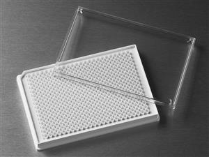 3826 | Corning® LowVol 384w White Flat Bottom Polystyrene TC-treated Microplate, 10/Bag, With Lid, Sterile