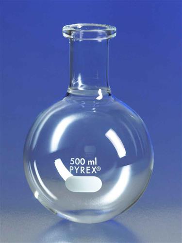 4260-250 | PYREX® 250 mL Short Ring Neck Boiling Flask, Round Bottom