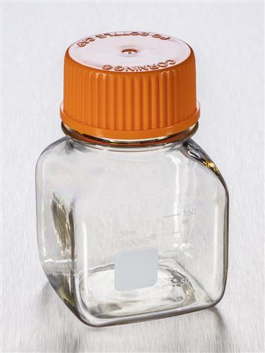 431430 | Corning® 150 mL Square Polycarbonate Storage Bottles with 45 mm Caps, Individually Wrapped
