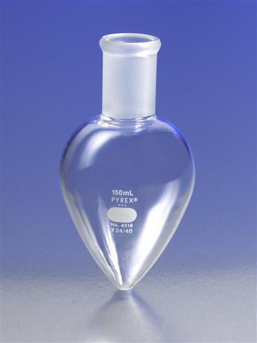 4318-50 | PYREX® 50 mL Pear-Shaped Boiling Flask, 24/40 Standard Taper Joint