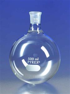 4320B-50 | PYREX® 50 mL Short Neck Boiling Flask, Round Bottom, 19/22 Standard Taper Joint