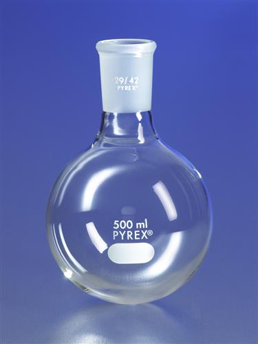4321-100 | PYREX® 100 mL Short Neck Boiling Flask, Round Bottom, 29/42 Standard Taper Joint