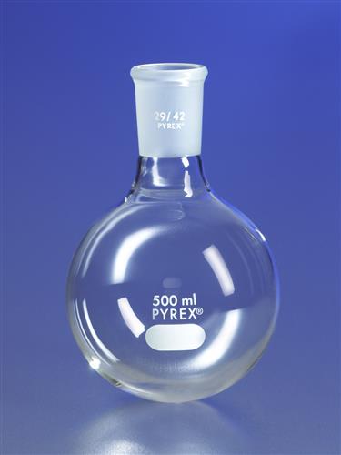 4321-250 | PYREX® 250 mL Short Neck Boiling Flask, Round Bottom, 29/42 Standard Taper Joint