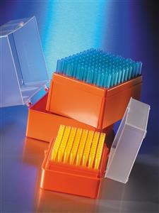 4713 | Corning® 100-1000 µL Universal Fit Hinged Rack Pipet Tips, Graduated, Blue, Nonsterile, 10 Racks/CS, 1000 Tips/CS