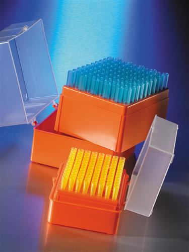 4715 | Pipet Tip Hinged Rack Insert for Corning® 100-1000 µL Universal Fit Hinged Rack Pipet Tips, Graduated, Blue, Nonsterile, 100 Tips/Insert, 10 Racks/CS, 1000 Tips/CS