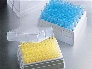 4864 | Corning® 1-200 µL Universal Fit Racked Pipet Tips, Natural, Sterile, 10 Racks/Case, 960 Tips/Case