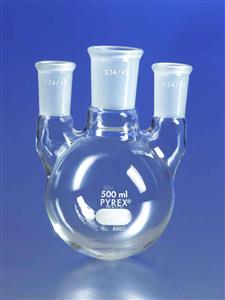4960-12L | PYREX® 12L Three Neck Distilling Flask with Vertical Neck Standard Taper Joints