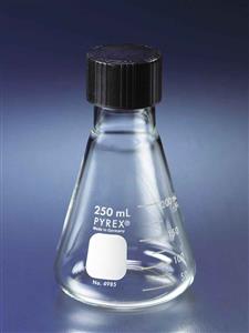 4985-250 | PYREX® 250 mL Narrow Mouth Erlenmeyer Flask with Phenolic Screw Cap