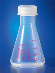 4990P-250 | Corning® 250 mL Reu Plastic NM Erl Flask, Polymethylpentene,GL-45 PP Screw Cap