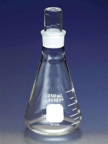 5020-25 | PYREX® 25 mL Narrow Mouth Erlenmeyer Flask with PYREX® Standard Taper Stopper