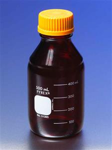 51395-25 | PYREX® Low Actinic 25 mL Round Media Storage Bottles, with GL25 Screw Cap