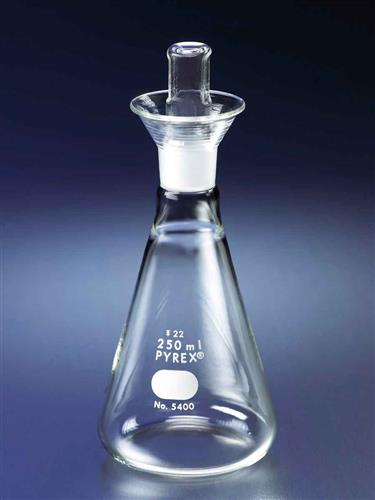 5400-500 | PYREX® 500 mL Iodine Determination Flasks with Glass No. 22 Standard Taper Stopper